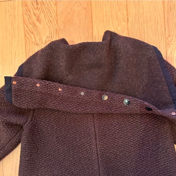 SEE by CHLOE Wool Blend Hooded Coat Medium Brown Snap Closures Pockets - Picture 9 of 14